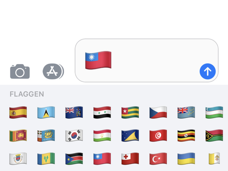 In Deutschland kann die Flagge Taiwans ausgewählt werden - in China nicht