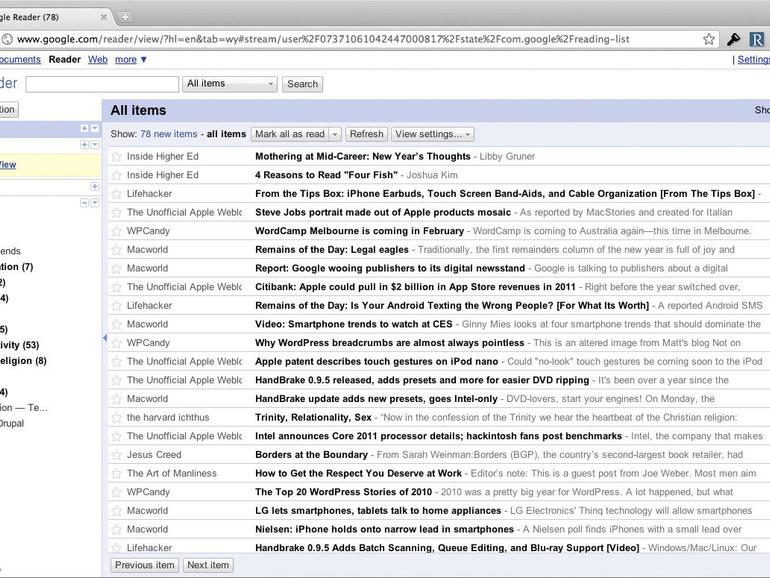 Der Google Reader war seinerzeit das beliebteste RSS-Angebot.