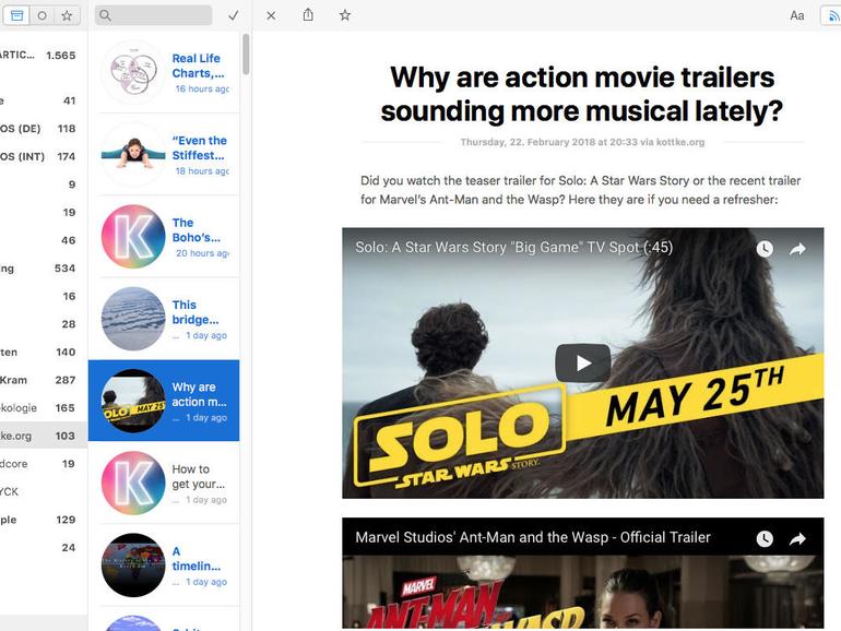 Unter den RSS-Anwendungen für den Mac ist Leaf die wohl ansehnlichste.