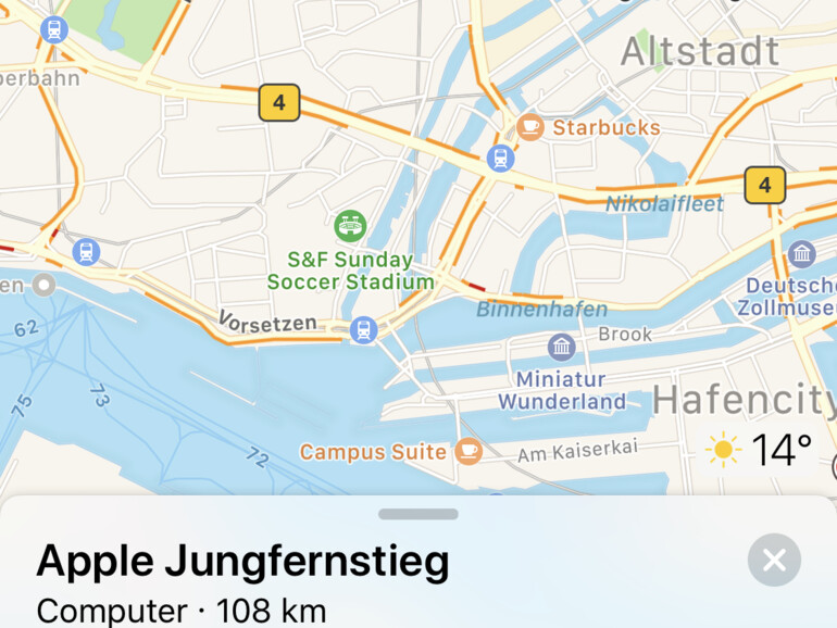 Apple Maps punktet vor allem mit der unübertroffenen Integration in iOS, sowie mit einer nahezu perfekten Routenführung.