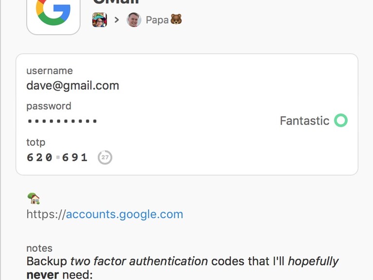 Eigenschaften eines gespeicherten Eintrags