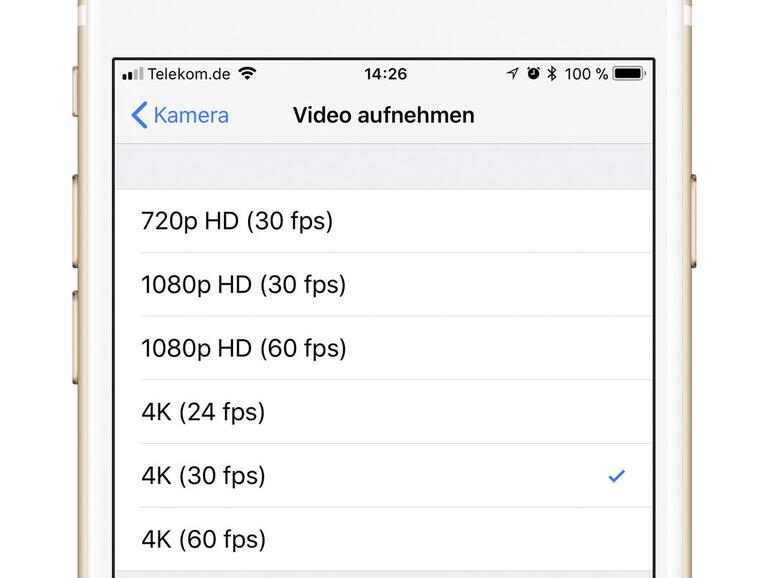 Aktivieren Sie nur bei Bedarf das 4K-Videoformat.