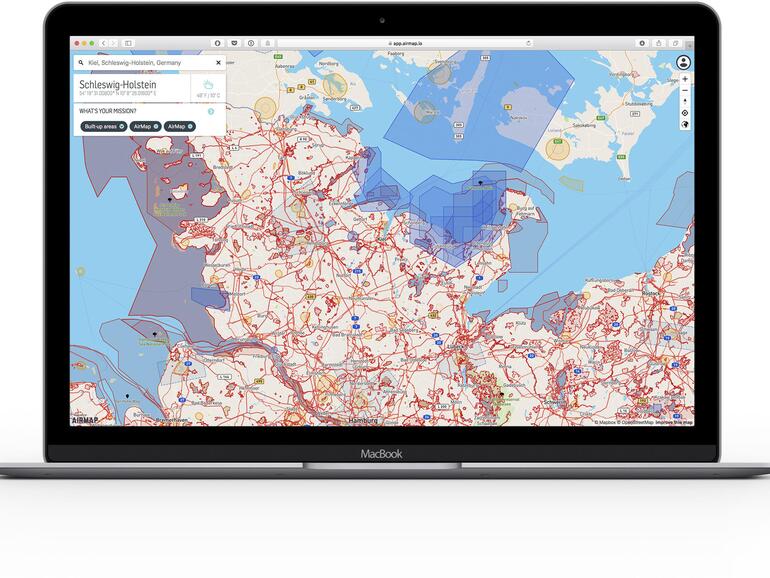 Wo darf ich überhaupt fliegen? Der Karte von Airmap zeigt Flugverbotszonen an:airmap.com