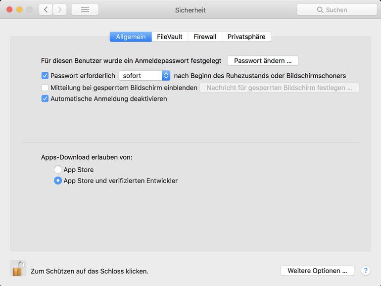 Zum Schutz vor Malware erlauben Sie nur App-Downloads von verifizierten Softwareentwicklern