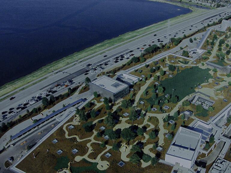 Teil der Facebook-Zentral in Menlo Park aus der Luft.