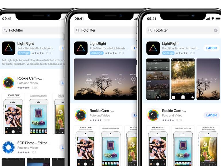 So sehen App-Store-Search-Ads aus. Jeweils eine Anzeige steht bei den Suchergebnissen an erste Stelle.
