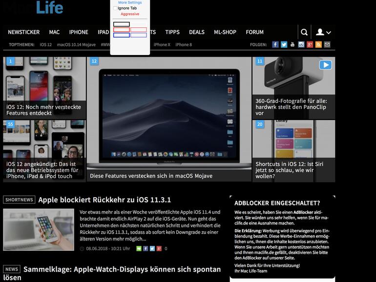 Nightlight dimmt das Licht allzu heller Webseiten und beruhigen so das Auge.