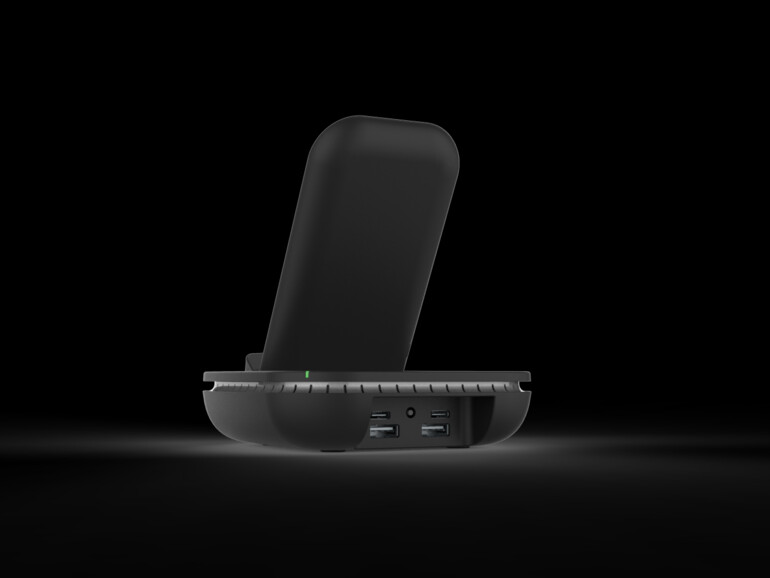 Schreibtischstand mit Qi-Funktion