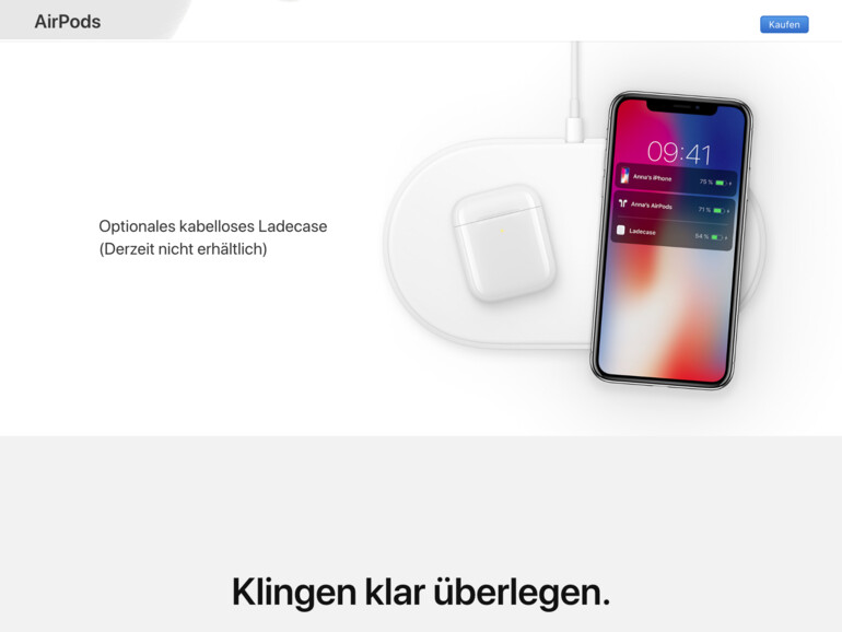 Optionales kabelloses Ladecase (derzeit nicht erhältlich)