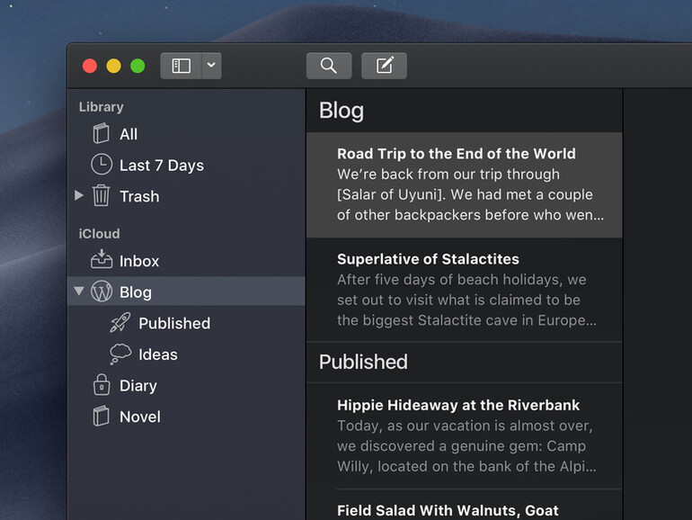 Ulysses bekommt echten dunklen Modus mit macOS Mojave