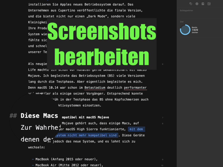 Screenshot unmittelbar nach der Aufnahme absenden