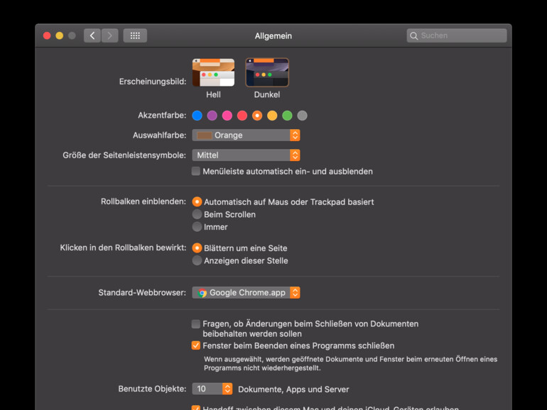 Den Dark Mode einstellen