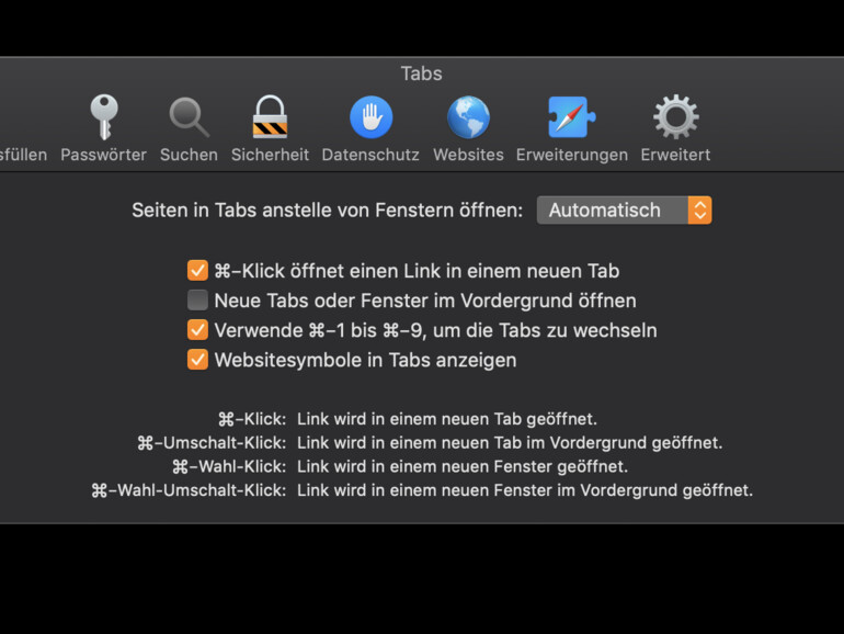 Websitesymbole in Tabs anzeigen