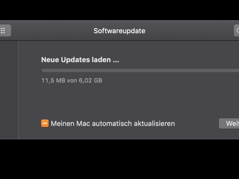 Fortschrittsanzeige beim Download von macOS Mojave