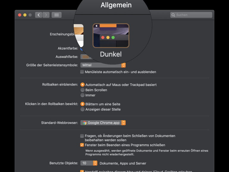 Den dunklen Modus einschalten