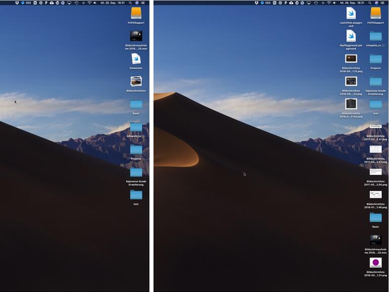 Stapel auf dem Schreibtisch in macOS Mojave