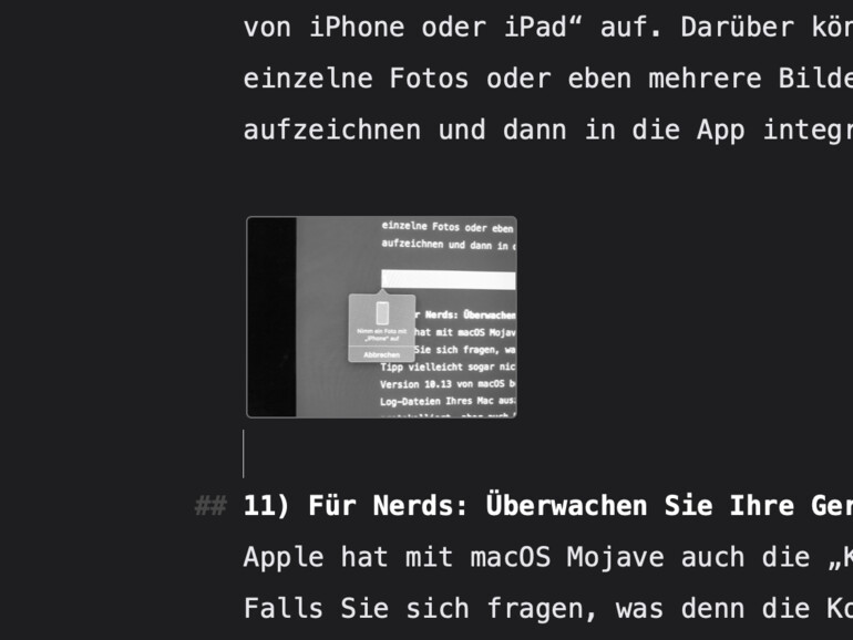 Fotos vom iPhone oder iPad direkt in Apps aufnehmen
