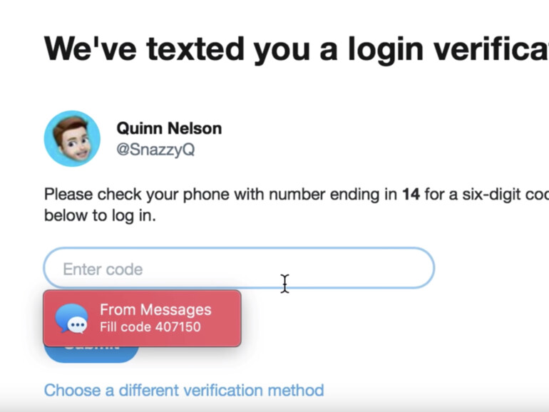 Safari hilft bei der 2-Faktor-Authentifizierung