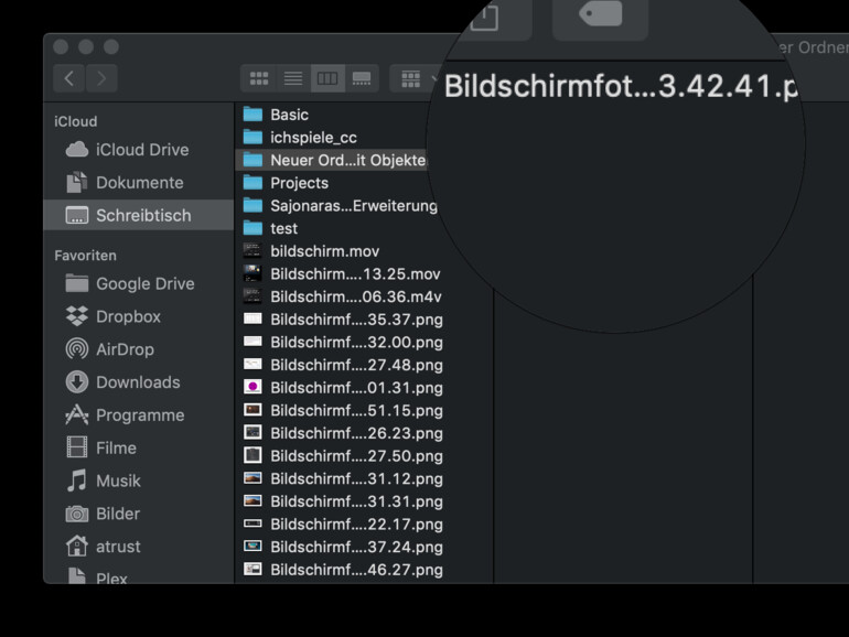 Ordner mit nur einer Datei neu anlegen