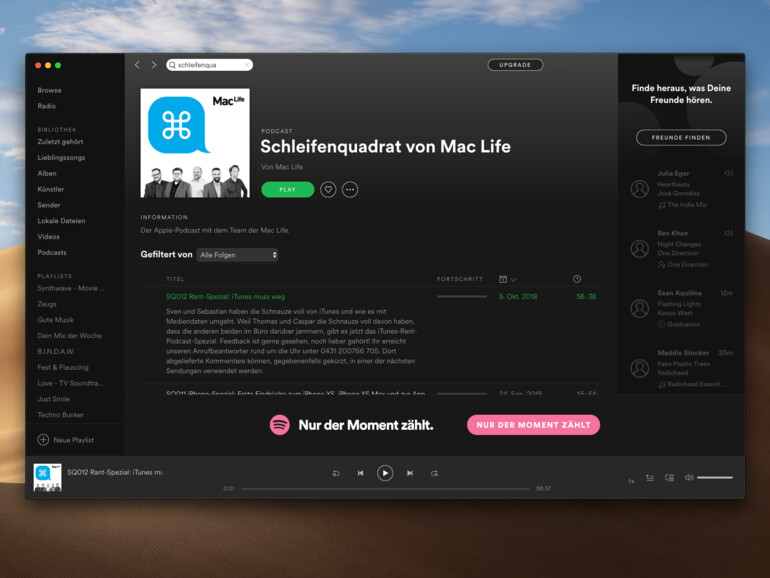 Schleifenquadrat jetzt auch direkt am Mac oder iPhone in der Spotify-App hören