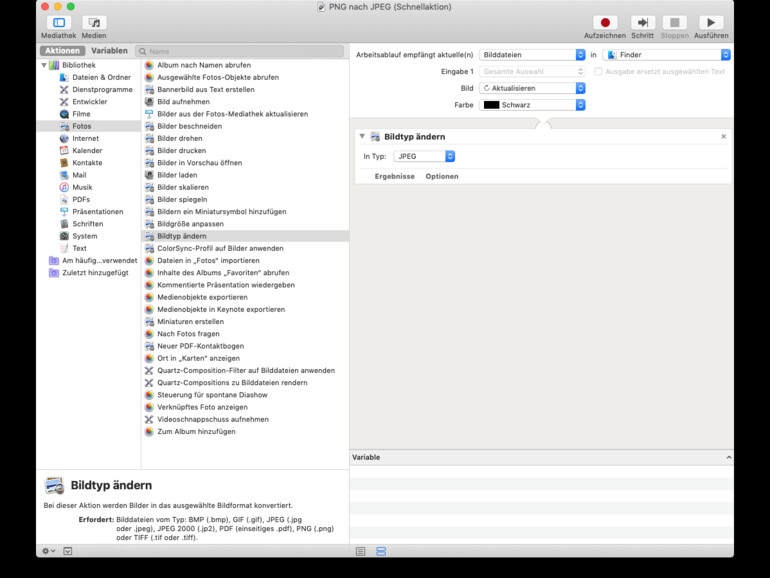 So sollte der Ablauf am Ende aussehen