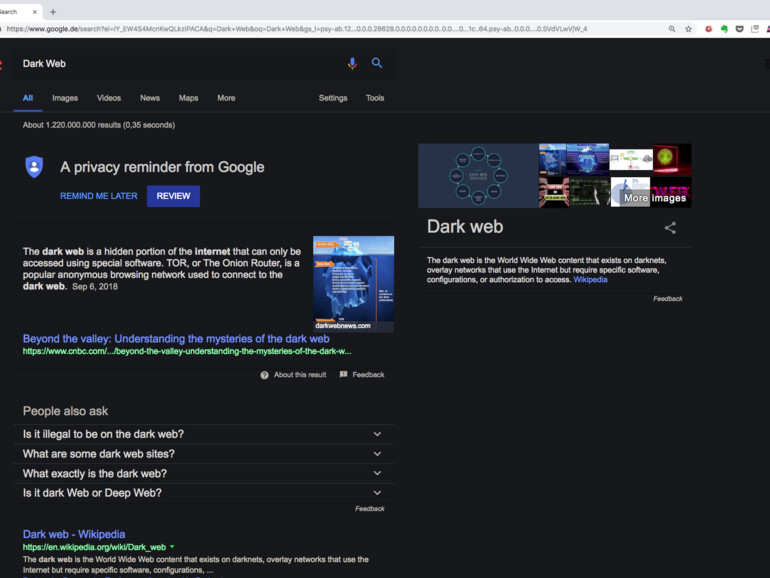 Dark Reader mit Chrome in der Google-Suche