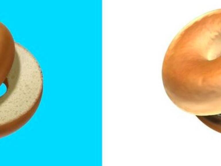 Links alt, rechts neu: Der Apple-Bagel