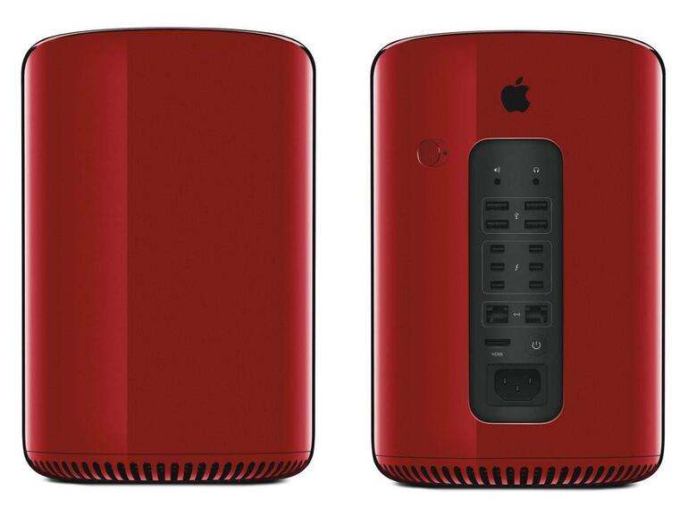 Roter Mac Pro, der im November 2013 zum Preis von 977.000 US-Dollar zugunsten von Product Red versteigert wurde