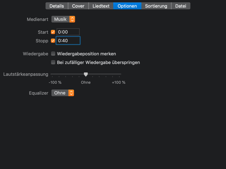 Song-Informationen-Dialog