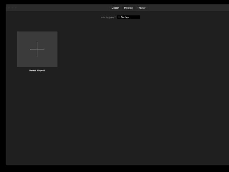 Neues Projekt zu iMovie hinzufügen