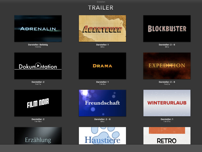 Trailer in iMovie sind wie Dokumentvorlagen in Pages