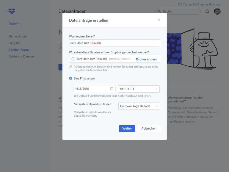 Dateianfrage erstellen