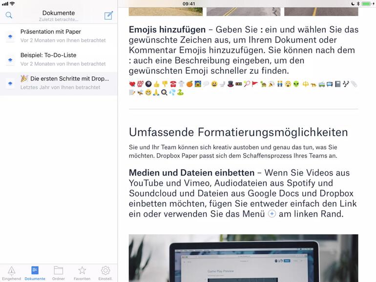 Dropbox Paper kann am Mac oder PC im Browser oder auf dem Mobilgerät mit der entsprechenden App genutzt werden.