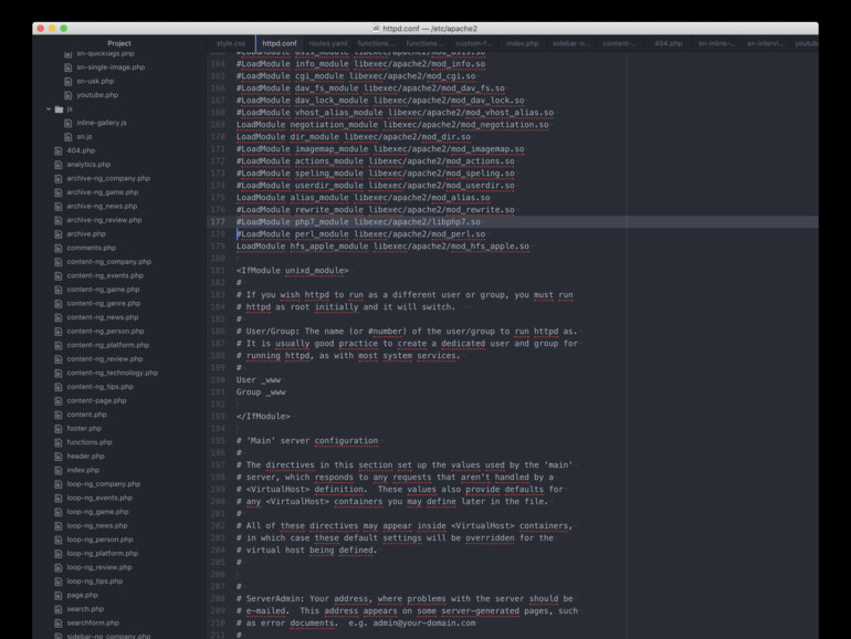 Apache-Konfigurationdatei im Atom-Editor