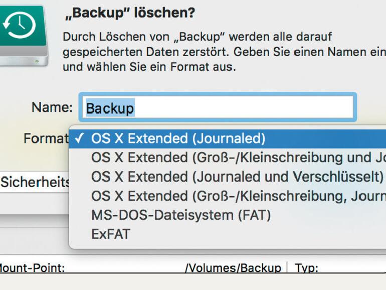 Für eine plattformübergreifende Nutzung müssen Sie für Festplatten ein geeignetes Format wählen.
