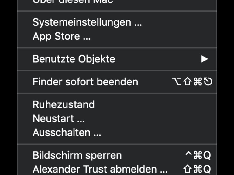 Starten Sie den Finder über das Apple-Menü neu