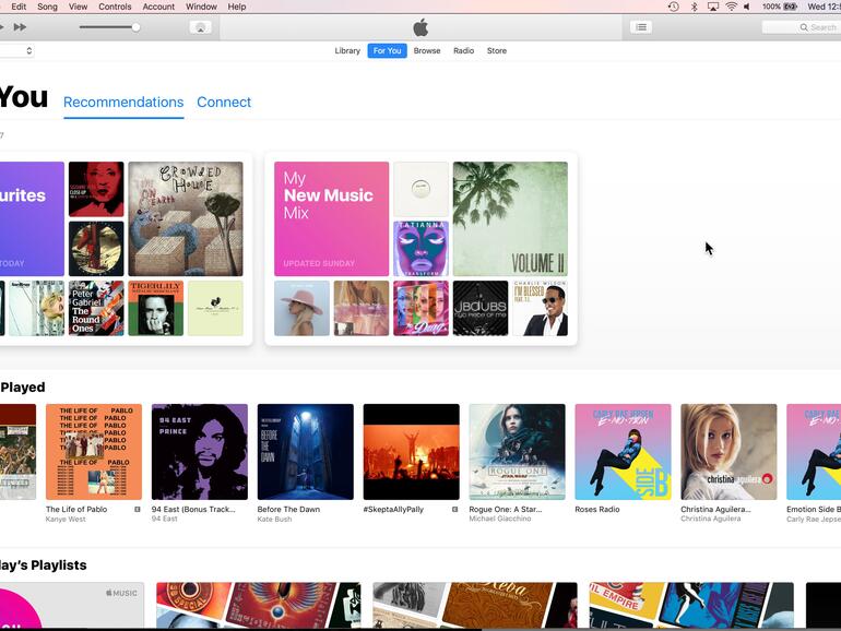 „Für Dich“-Übersicht in iTunes