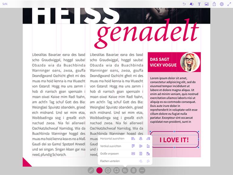 Markieren Sie zwei Elemente, die aneinander ausgerichtet werden sollen. Damit steht Ihnen das Ausrichten-Bedienfeld zur Verfügung.