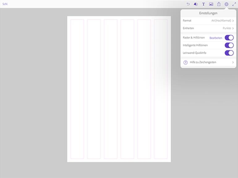 Nutzen Sie Raster und Hilfslinien, um Ihr Layout einzuteilen.