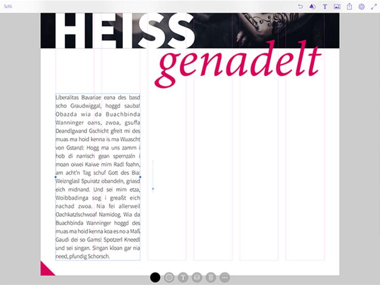 Zeichnen Sie drei horizontale Linien und setzen Sie hinter der dritten Linie einen Punkt. Automatisch wird ein Textfeld für Fließtext generiert.