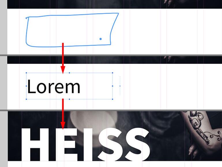 Ein Feld für eine Überschrift erzeugen Sie mit der Zeichnung eines Rechtecks und einem Punkt. Die Texte können Sie wunschgemäß formatieren.