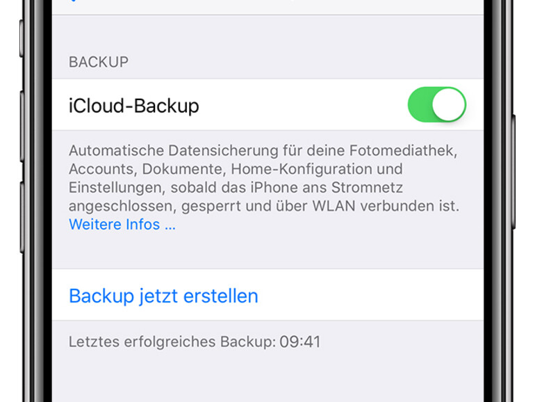 iCloud-Backup jetzt erstellen