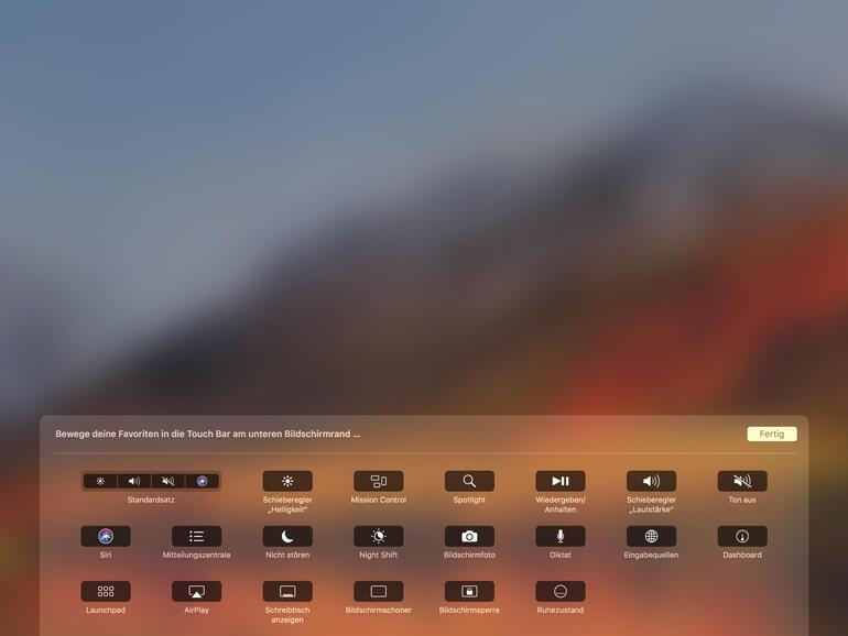 Sondertasten auf der Touch Bar