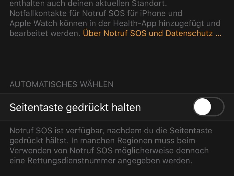 Notfallkontakt einrichten