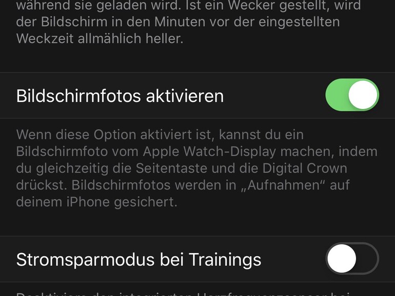 Bildschirmfotos aktivieren