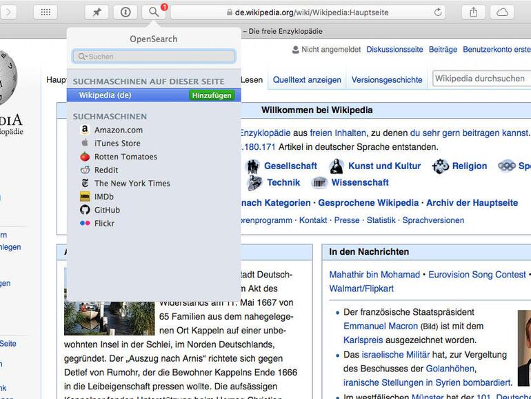 Opensearch for Safari hilft, den Apple-Browser mit zusätzlichen Suchmaschinen vertraut zu machen.