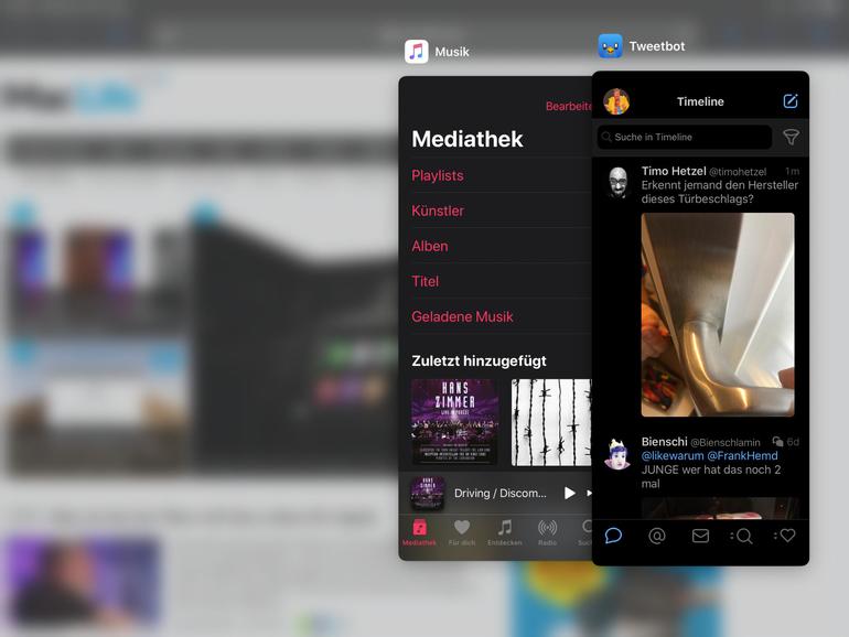 Im Slide-Over-Modus können Sie mit dem neuen iPadOS auch einen App-Umschalter nutzen.