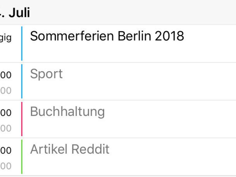 Listenansicht für Termine