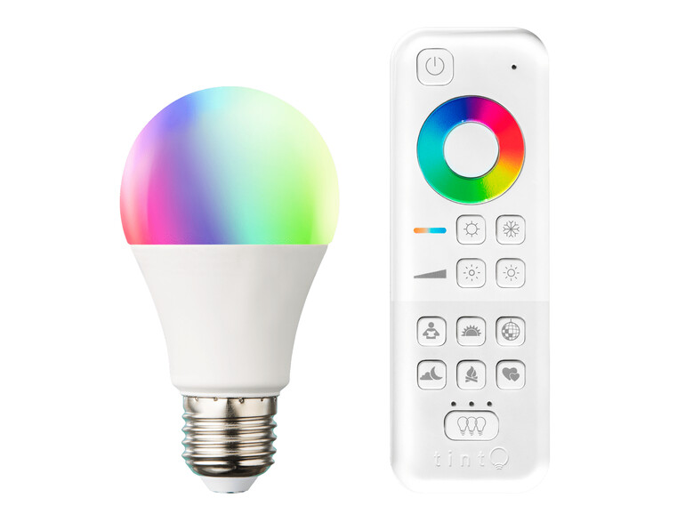 Das Starter-Set bei Aldi besteht aus einer smarten Glühbirne und passender Fernbedienung