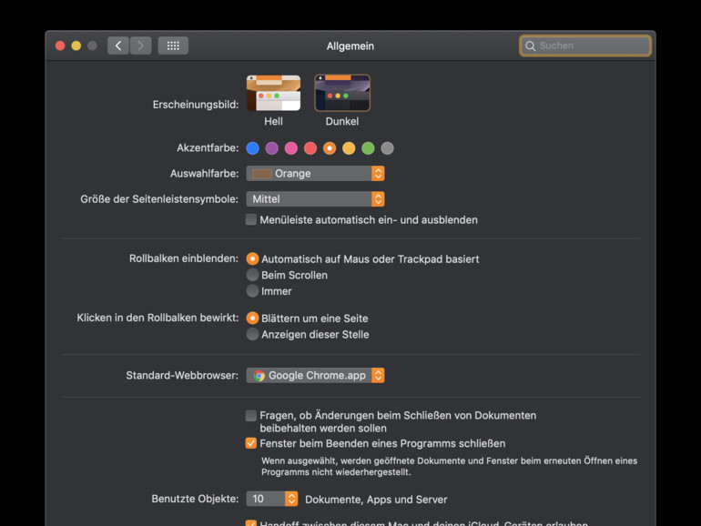 safari google bilder vollbild Systemeinstellungen „Allgemein“